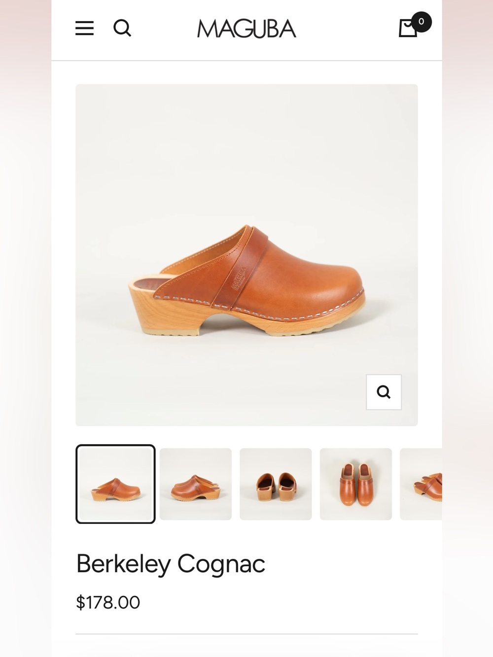 Maguba Berkeley Cognac Leather Clog - Sweden